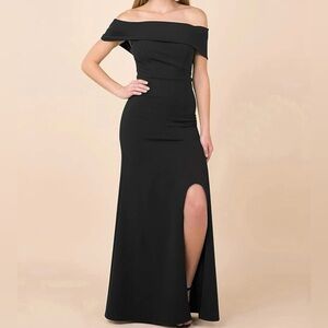 Off Shoulder High Split Formal Dress